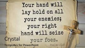  Presentation with bible psalms - Slide set with hand will seize your foe background and a mint green colored foreground