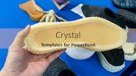  Presentation with shoe - Theme with hand-with-3d-printed-shoe background and a yellow colored foreground
