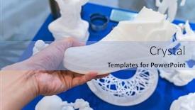  Presentation with shoe - Theme with hand-with-3d-printed-shoe background and a light blue colored foreground