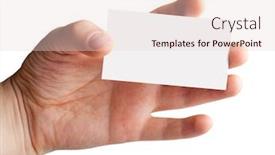  Presentation with business card - Slides enhanced with hand-with-a-blank-business background and a lemonade colored foreground