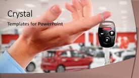  Presentation with auto dealership - Presentation design consisting of hand with a car key background and a coral colored foreground