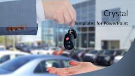  Presentation with car rental - PPT layouts having hand with a car keys background and a light blue colored foreground