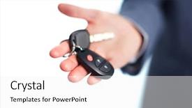  Presentation with car rental - Cool new PPT theme with hand with a car keys backdrop and a white colored foreground