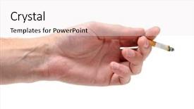  Presentation with cigarette - Audience pleasing presentation theme consisting of hand with a cigarette backdrop and a white colored foreground