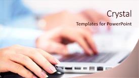  Presentation with technology hardware - Cool new presentation theme with hand with a computer mouse backdrop and a lemonade colored foreground