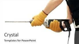  Presentation with drill - Slides having drill isolated on white background and a white colored foreground