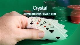  Presentation with poker - PPT theme enhanced with hand with a full house background and a ocean colored foreground