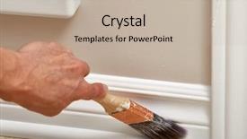  Presentation with paint brush brash and red - Amazing presentation design having hand with a paint brush backdrop and a mint green colored foreground