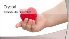 Presentation with heart in child - Colorful slides enhanced with hand with a red heart backdrop and a  colored foreground