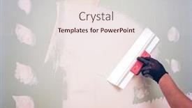  Presentation with worker - PPT theme featuring hand-with-a-spatula-worker background and a lemonade colored foreground