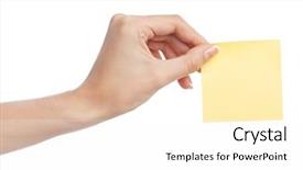 Presentation with post stick note - Presentation having hand with a sticky note background and a white colored foreground