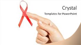  Presentation with awareness - PPT theme consisting of hand with aids ribbon isolated background and a  colored foreground