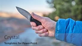  Presentation with landscape - Cool new PPT theme with hand-with-an-open-pocket backdrop and a seafoam green colored foreground