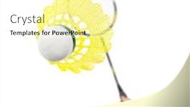  Presentation with white badminton shuttlecock - Slides having hand-with-badminton-racket background and a white colored foreground