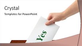  Presentation with ball bearing on a white - Cool new presentation theme with hand with ballot and box backdrop and a white colored foreground