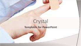  Presentation with wound - PPT layouts with hand with band-aid on wound on a finger background and a sky blue colored foreground