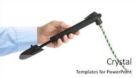  Presentation with pump - Cool new slides with hand with bicycle pump isolated backdrop and a white colored foreground