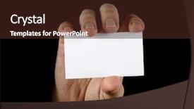  Presentation with black business - Colorful PPT theme enhanced with hand with black business card backdrop and a wine colored foreground