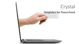  Presentation with notebook - Theme having hand-with-blank-card background and a white colored foreground