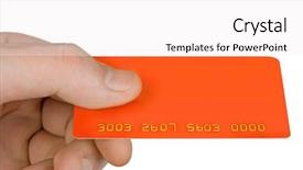  Presentation with blank - PPT layouts with hand with blank discount card background and a  colored foreground
