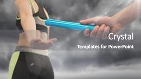  Presentation with baton - Slides featuring hand with blue baton background and a gray colored foreground