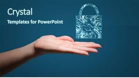  Presentation with hand palm - Beautiful theme featuring hand with blue lock backdrop and a ocean colored foreground