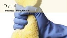  Presentation with blue yellow - Audience pleasing PPT theme consisting of hand-with-blue-protective-rubber backdrop and a blonde colored foreground