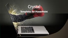  Presentation with sparkle effects - PPT theme with hand with box gloves coming background and a  colored foreground