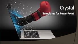  Presentation with box - Slide set featuring hand with box gloves coming background and a dark gray colored foreground