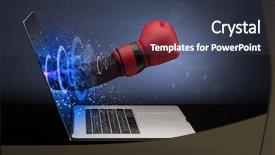  Presentation with pink boxing gloves - Theme having hand with box gloves coming background and a  colored foreground