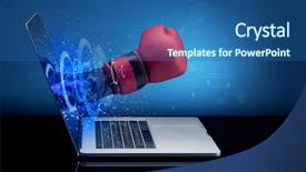  Presentation with sparkle effects - Beautiful presentation theme featuring hand with box gloves coming backdrop and a ocean colored foreground