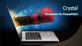  Presentation with pink boxing gloves - PPT layouts featuring hand with box gloves coming background and a ocean colored foreground