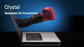  Presentation with sparkling - Colorful presentation theme enhanced with hand with box gloves coming backdrop and a ocean colored foreground