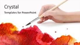  Presentation with paint brush - PPT layouts consisting of hand with brush and paint background and a white colored foreground