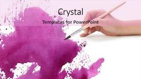  Presentation with paint brush - Colorful slides enhanced with hand with brush and watercolor backdrop and a lavender colored foreground