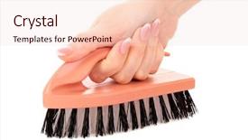  Presentation with brush - Presentation theme enhanced with hand with brush on white background and a  colored foreground