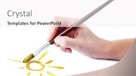  Presentation with paint brush - Presentation theme enhanced with hand-with-brush-stained background and a white colored foreground