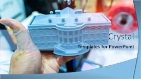  Presentation with revolution - PPT theme consisting of hand-with-builds-a-house background and a light blue colored foreground