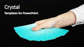  Presentation with business cards - Amazing presentation theme having hand with business cards concept business like poker game isolated on white backdrop and a black colored foreground