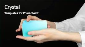  Presentation with business cards - Presentation theme enhanced with hand with business cards concept background and a black colored foreground