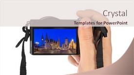  Presentation with cityscape - Presentation theme consisting of hand-with-camera-and-gent background and a lemonade colored foreground