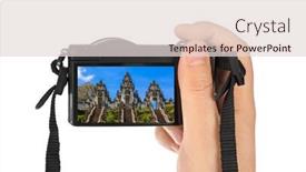  Presentation with bali temple - Slide deck having hand-with-camera-and-lempuyang background and a lemonade colored foreground