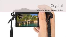  Presentation with old photo - PPT theme with hand-with-camera-and-old background and a lemonade colored foreground