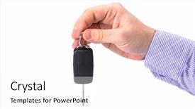  Presentation with car key - Audience pleasing presentation design consisting of hand with car key isolated backdrop and a white colored foreground
