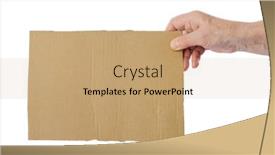  Presentation with cardboard - Slide deck having hand-with-cardboard-isolated background and a coral colored foreground