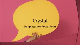  Presentation with blue pink - Cool new PPT theme with hand with cartoon speech backdrop and a yellow colored foreground