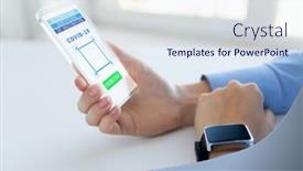  Presentation with vaccination - PPT layouts enhanced with hand-with-certificate-of-vaccination background and a sky blue colored foreground