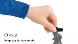  Presentation with knight - Slides having hand-with-chess-knight-isolated background and a white colored foreground