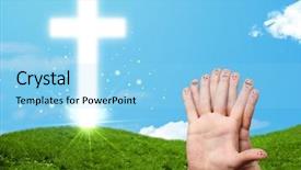  Presentation with faces - Slide set enhanced with group of business people with blank colorful paper new project concept background and a dark gray colored foreground