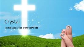  Presentation with human face set of faces - Audience pleasing slide deck consisting of man in black suit on red background backdrop and a crimson colored foreground